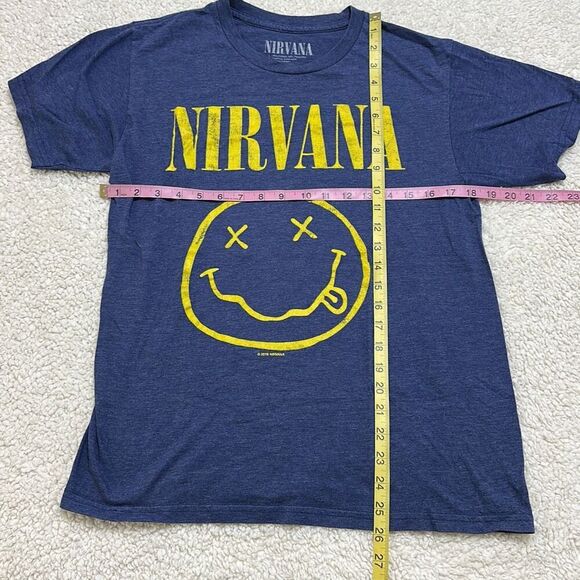Nirvana Unisex T-Shirt Yellow Smiley Blue Size Medium - Picture 4 of 5